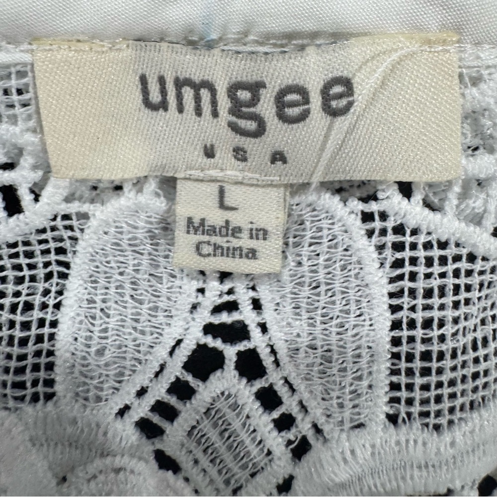 Umgee Cream Crochet Lace Short Sleeve Boho Blouse - Picture 7 of 9